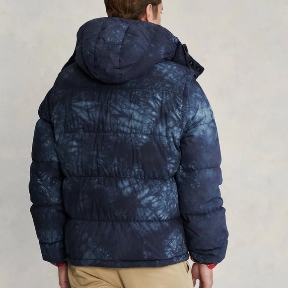 POLO RL Mens XXL Down Puffer Jacket & Vest Tie Dye Navy Blue New NWT Convertible - Picture 5 of 8